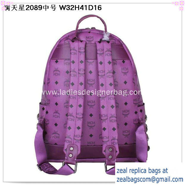 High Quality Replica MCM Stark Studded Medium Backpack MC2089 Purple - Click Image to Close